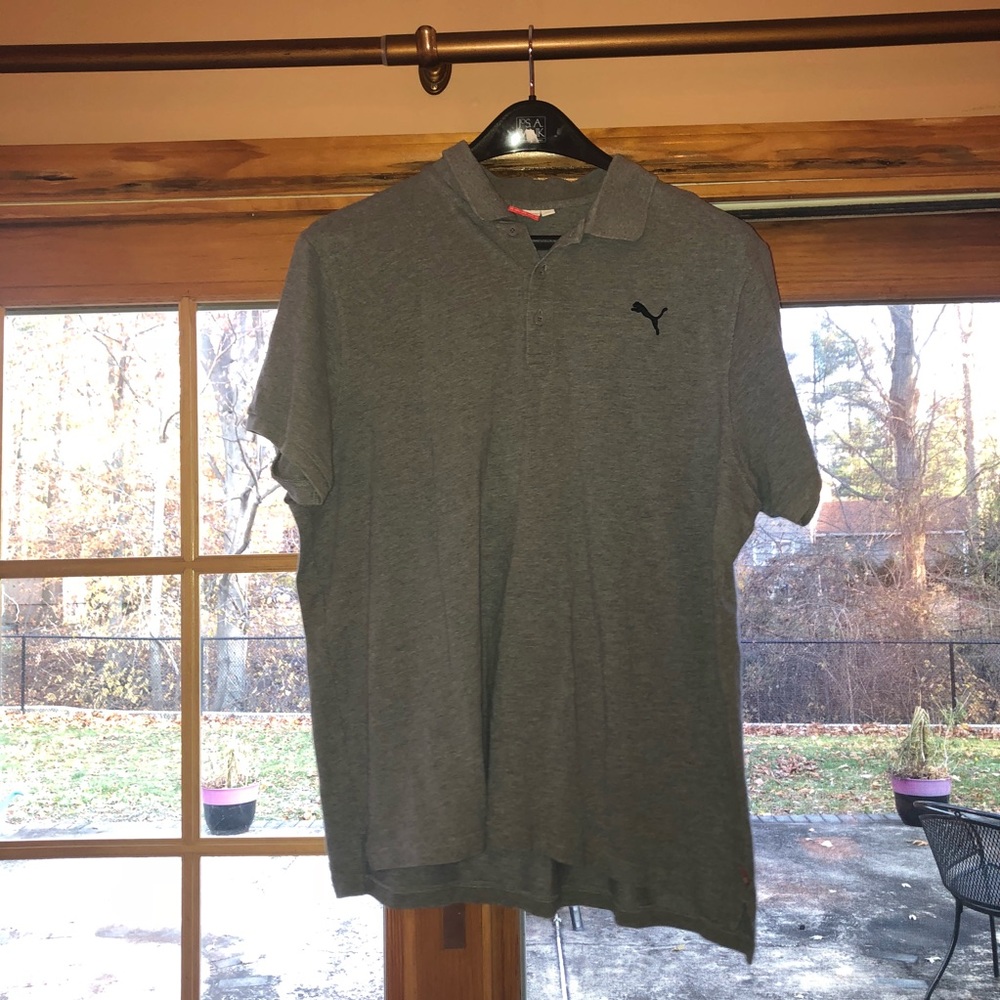 Puma XXL Grey Short Sleeve Collar Shirt